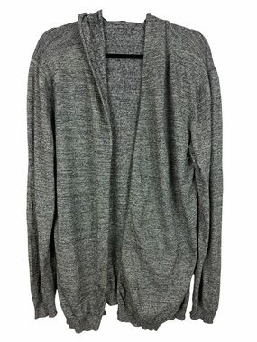 ASOS Gray Marled Open Front Hooded Cardigan Sweater Size Large 100% Cotton